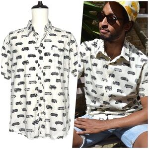 Rebel James & Charli | Men | Cafe Cuba Novelty Van Print Button Up Shirt | XXL